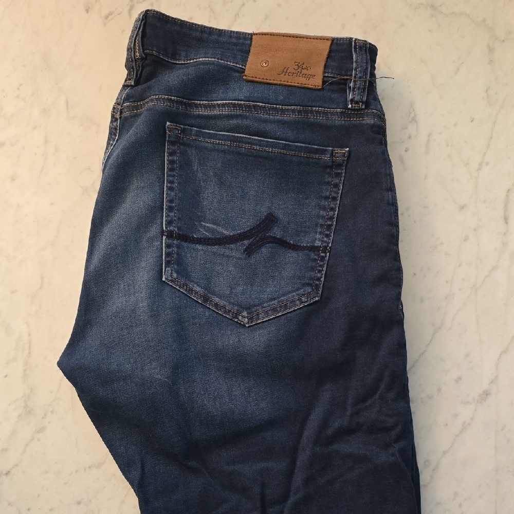 Heritage Slim Blue Jeans with Authentic Indigo Finish